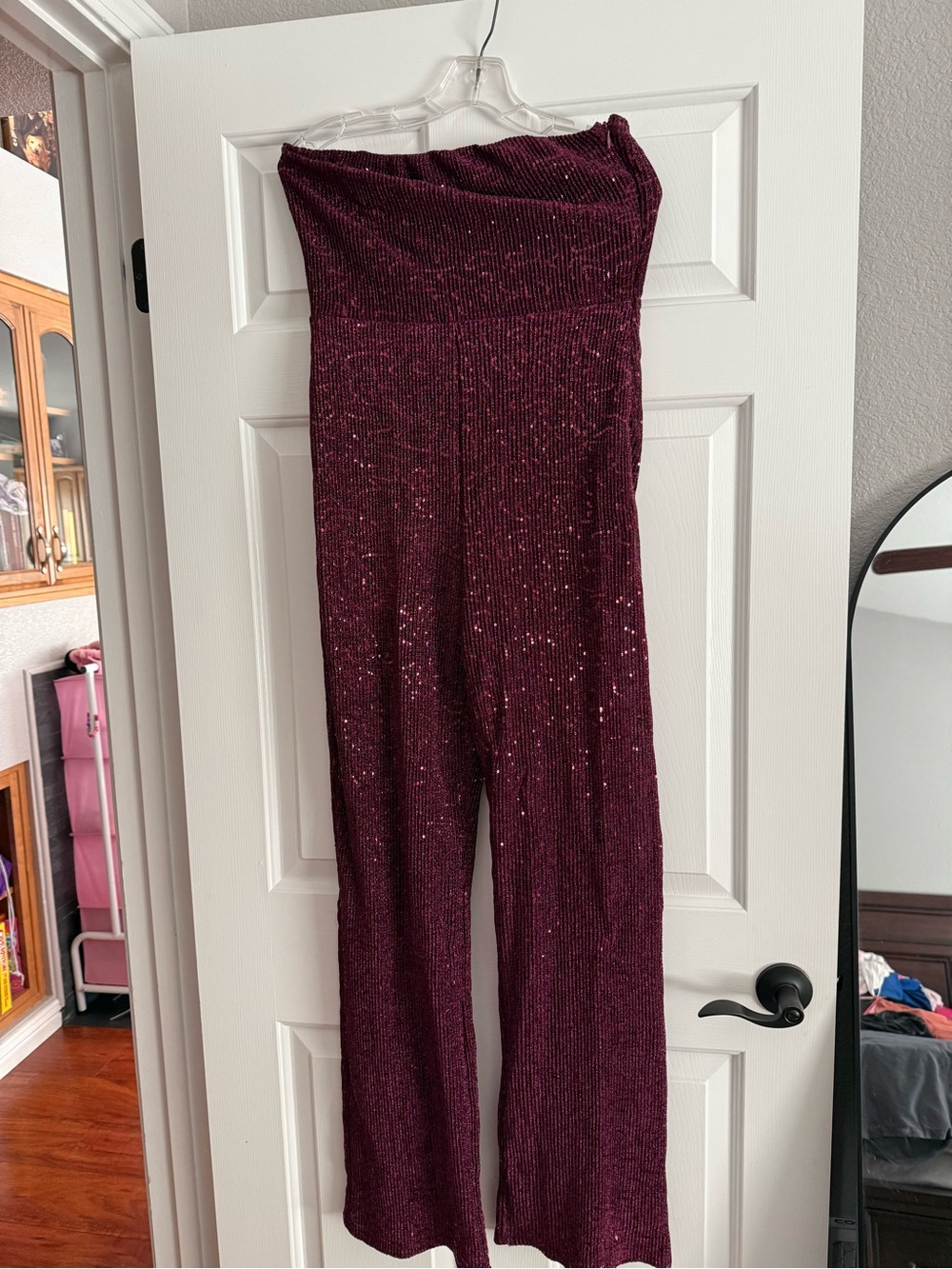 wild fable Strapless Sparkle Knit Jumpsuit in Burgundy